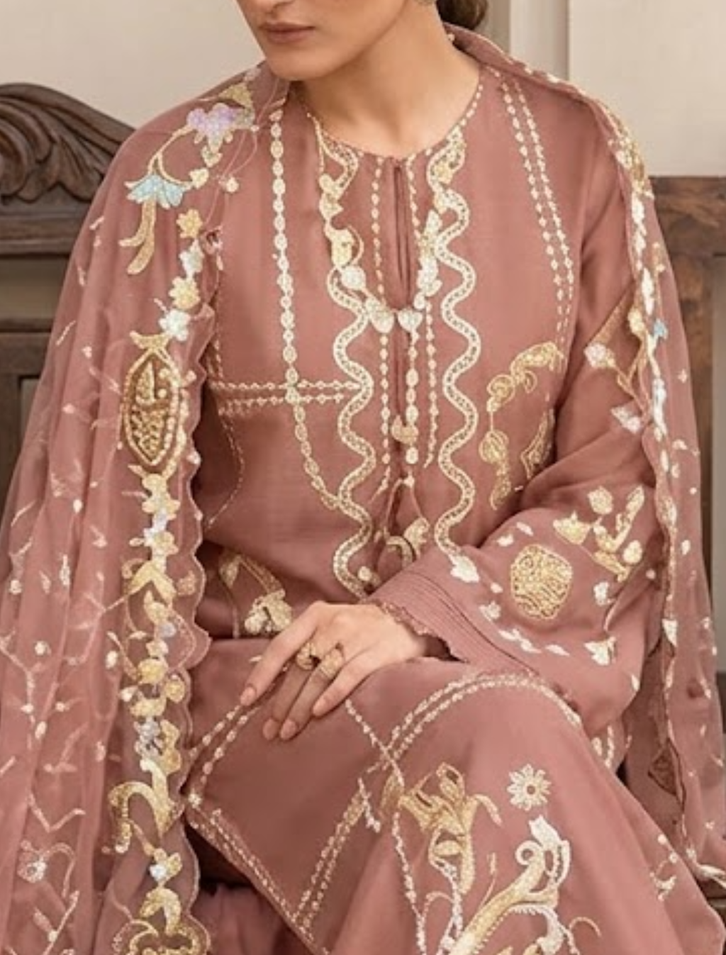 Graceful Embroidered Viscose Dress with Dupatta : Code : 1495