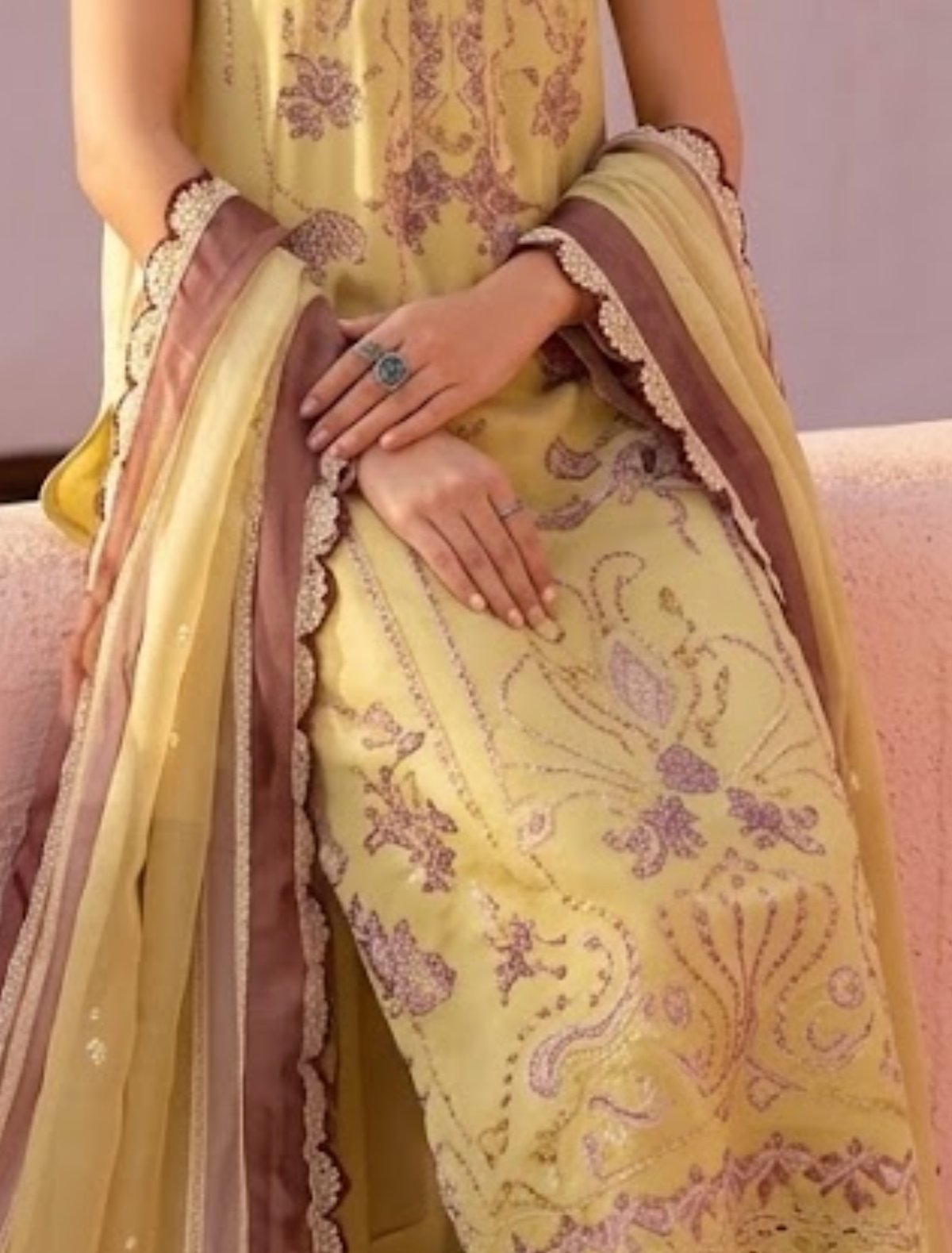Royal Embroidered Viscose 3-Piece Ladies Suit  : Code : 1476
