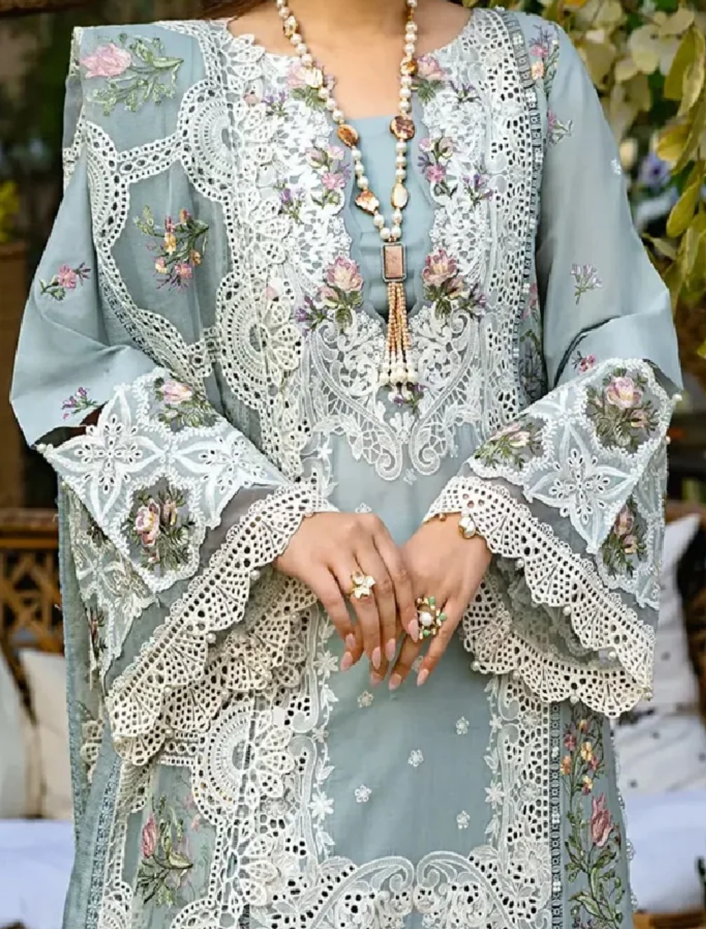 Luxury Embroidered Viscose Ladies Dress – 3 Piece : Code : 1419