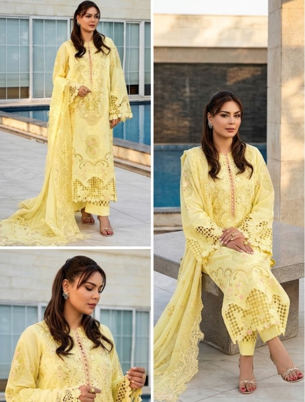 Luxury Embroidered Viscose Ready to Wear Suit – 3 Piece : CODE 1530