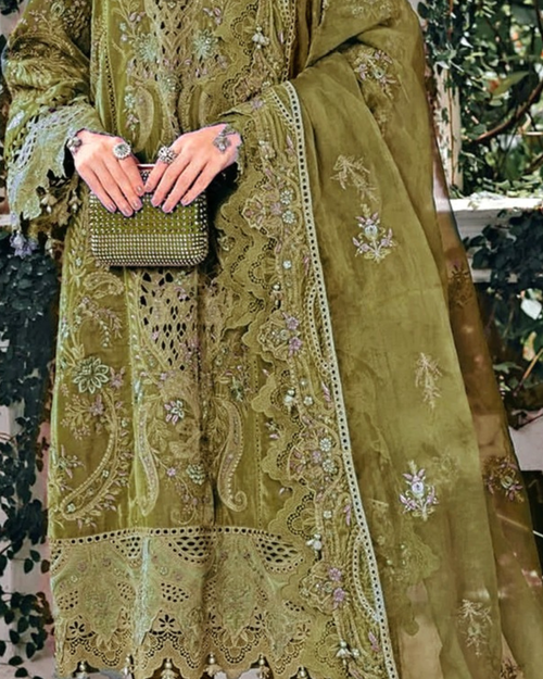 Dhanak Premium Embroidered Viscose 3-Piece Suit