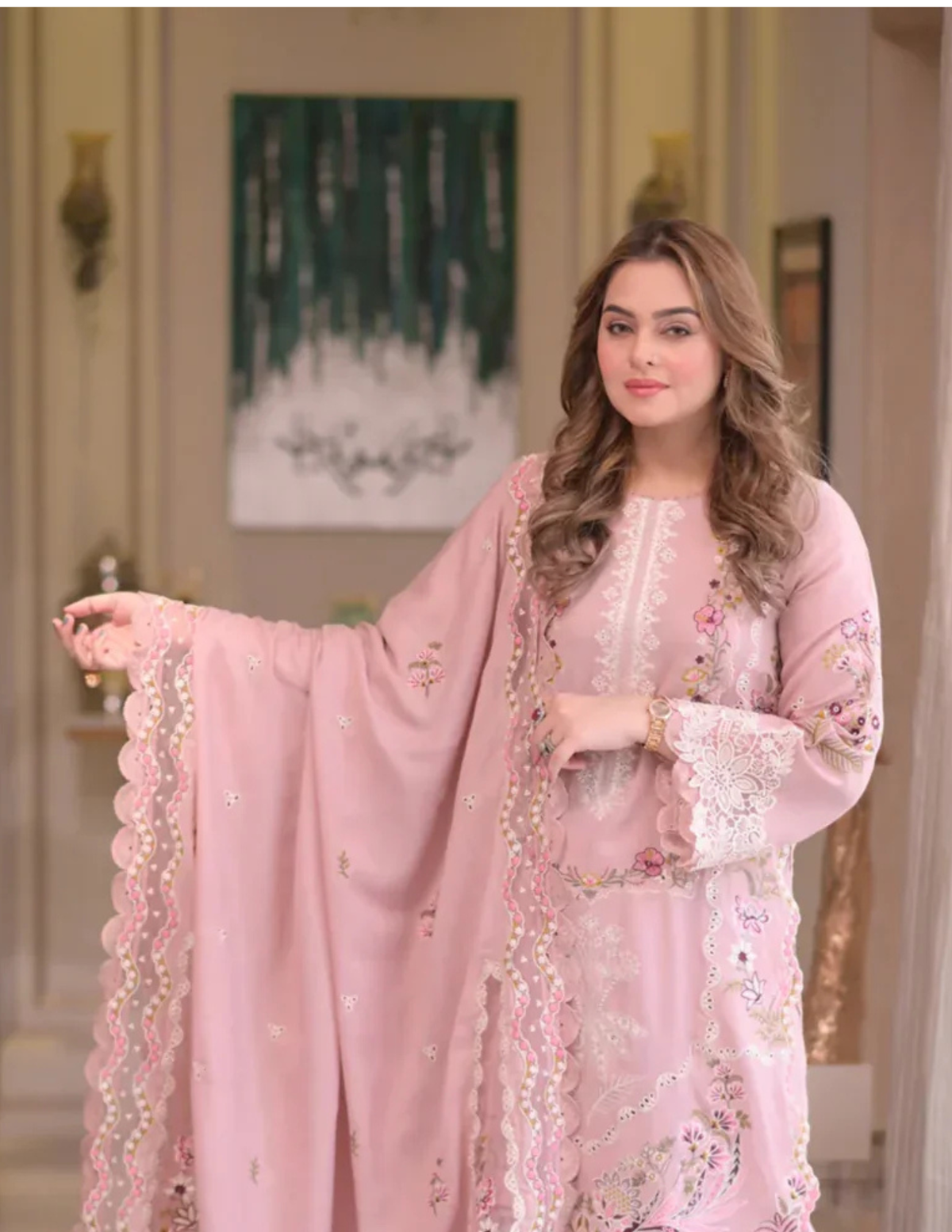 Luxury Viscose 3-Piece Embroidered  ANEELAS