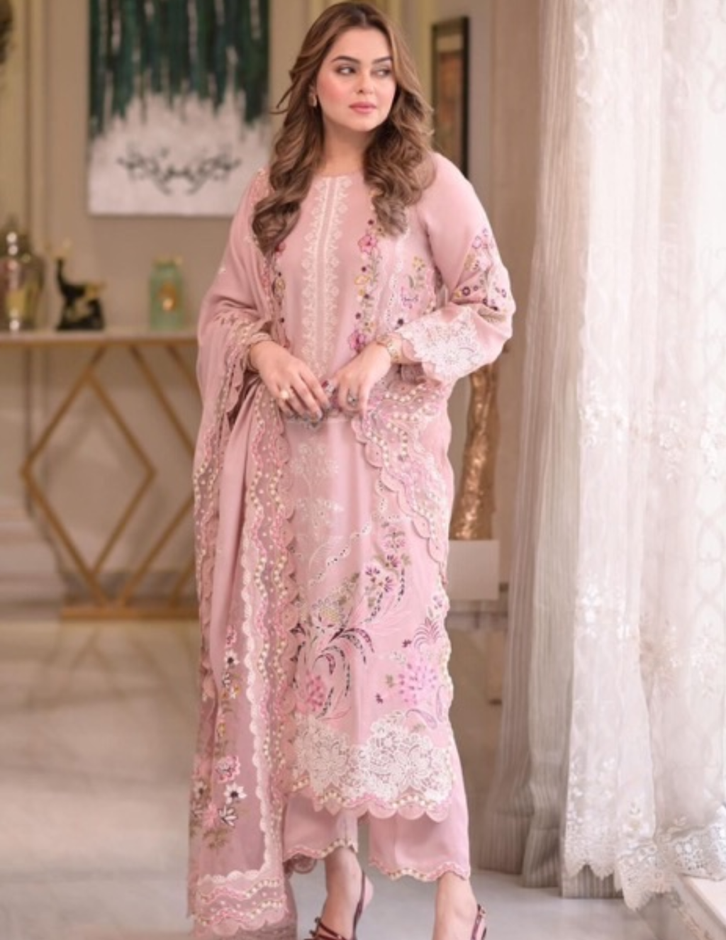 Luxury Viscose 3-Piece Embroidered  ANEELAS