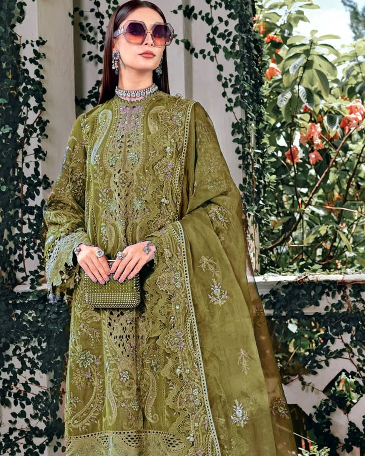 Dhanak Premium Embroidered Viscose 3-Piece Suit