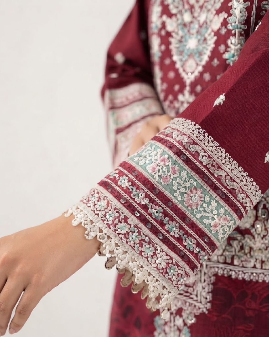 Dhanak Premium Embroidered 3-Piece With Shawl