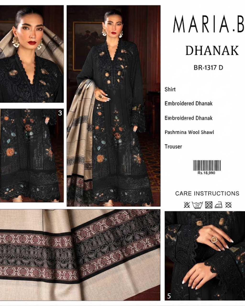 Dhanak Premium Embroidered 3-Piece With Shawl