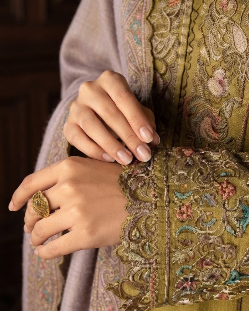 Dhanak Luxury Embroidered Suit & Dhanak Shawl